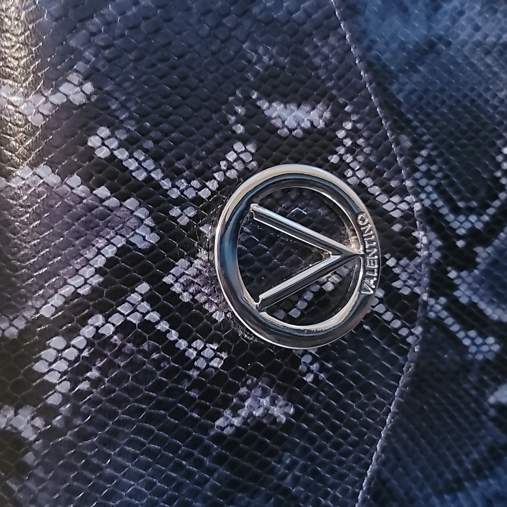 Valentino Blue Melanie Python-Embossed Leather Sa… - image 2